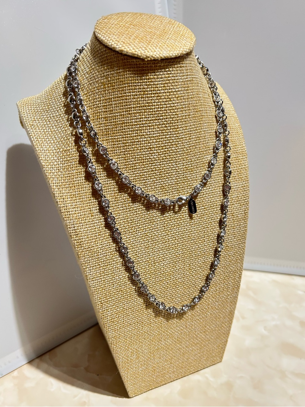 Lisa Freede Silver Crystal Station Necklace